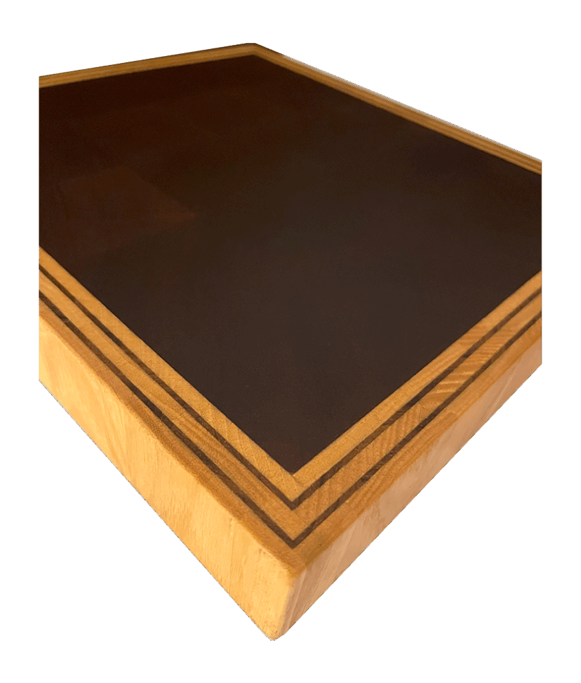 Schneidbrett Kiaat mit Umrandung aus Esche und Sapele -  26.5 x 23.5 cm - Image 2