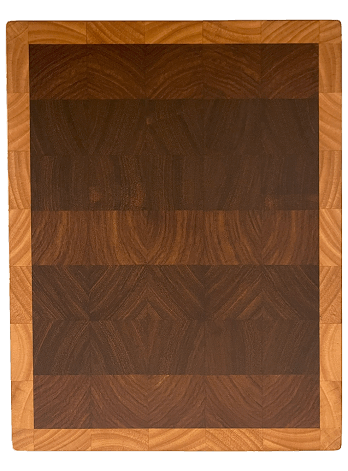 Schneidbrett Kiaat mit Hevea Umrandung-  33.5 x 26 cm
