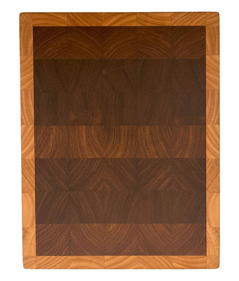 Schneidbrett Kiaat mit Hevea Umrandung-  33.5 x 26 cm